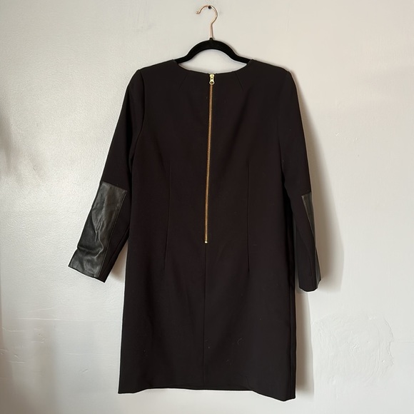 J. Crew Black 3/4 Sleeve Shift Dress Faux Leather Elbow Patch Size 6 - Picture 6 of 7